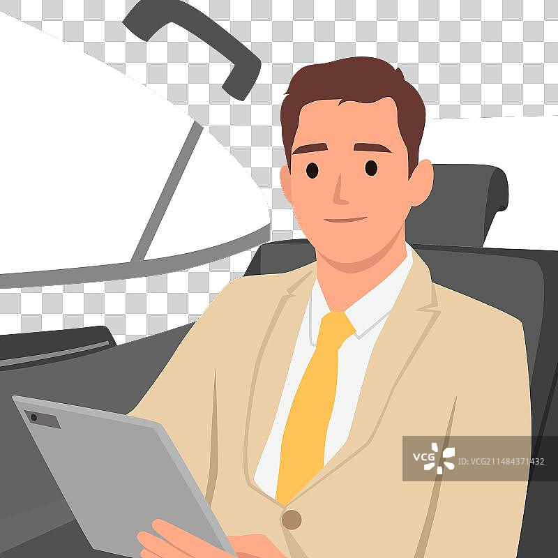 坐在后座的年轻商务男乘客图片素材