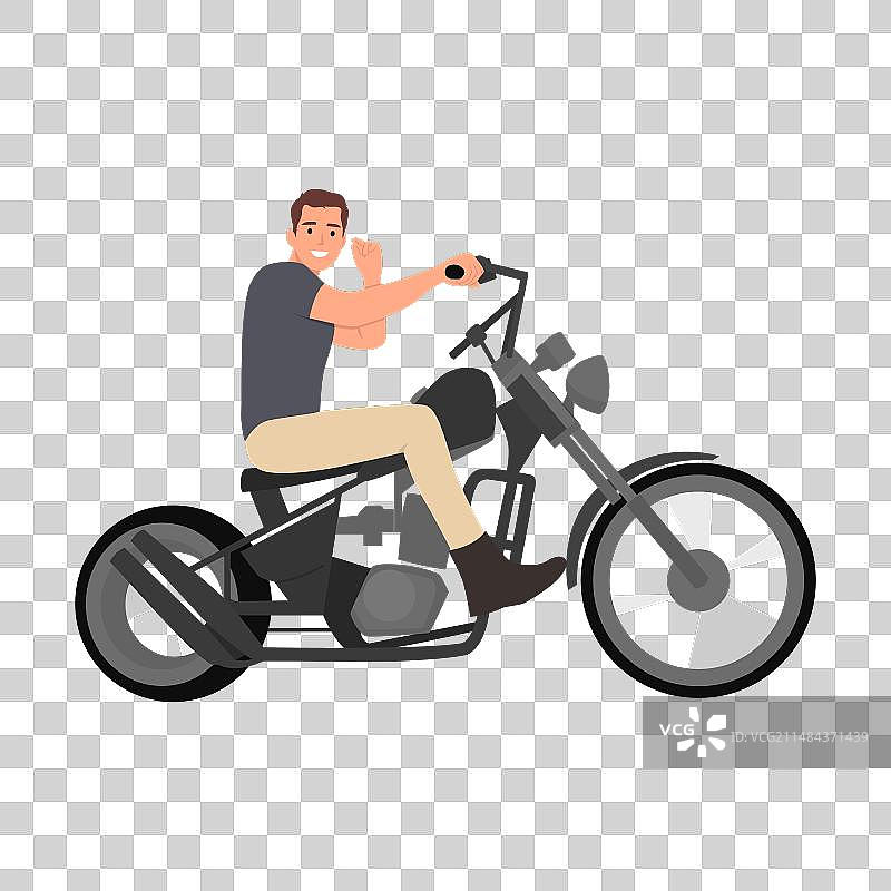 骑摩托车的年轻男人图片素材