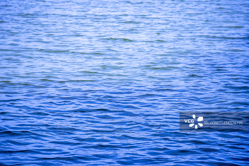 风吹过泛起波浪的蓝色水面图片素材