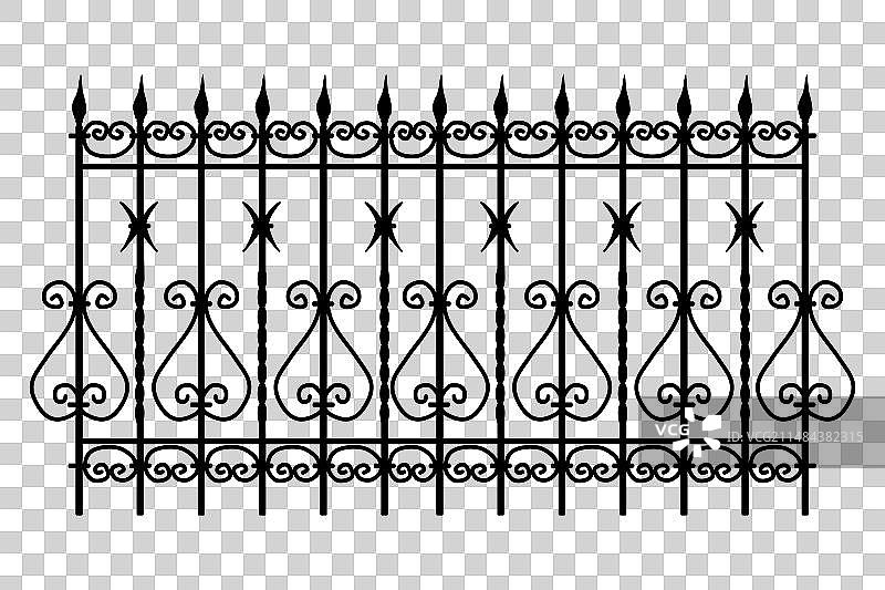 铸铁锻造围栏装饰剪影图片素材