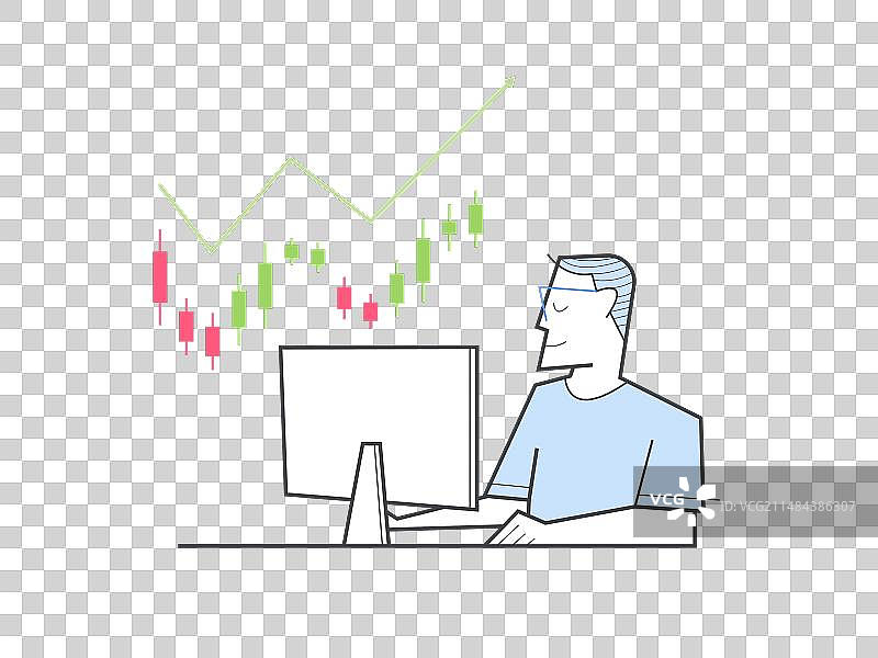 自信的男人坐在办公桌旁图片素材