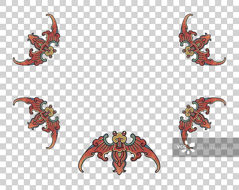 蝙蝠五福纹样元素图片素材