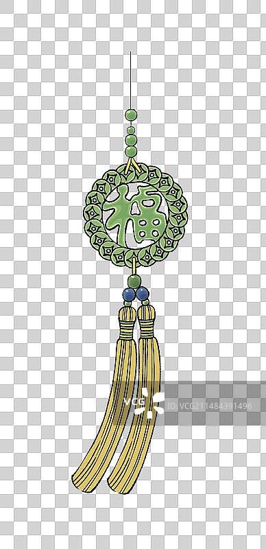 国风插画元素玉佩中国结图片素材