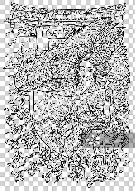 梦幻手绘填色页图片素材