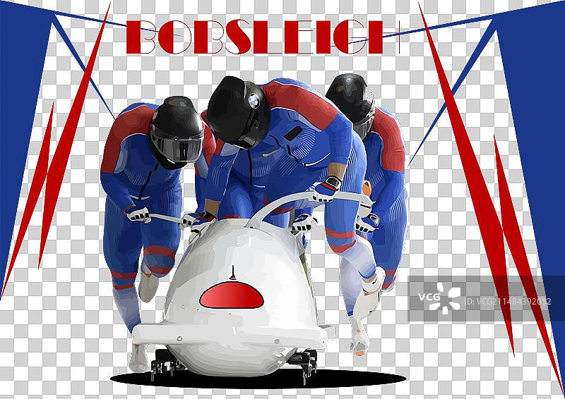 四人有舵雪橇3D彩色图片素材