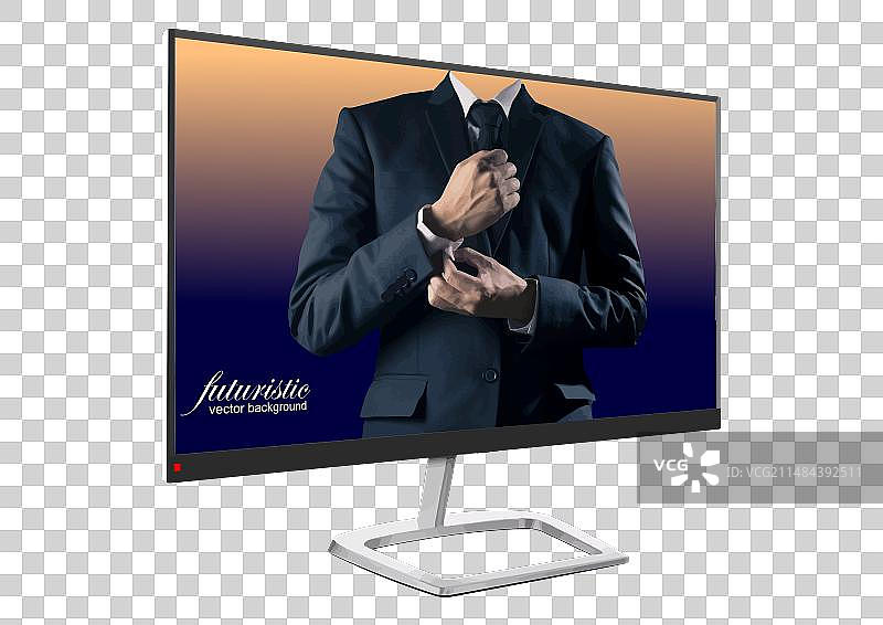 带有商人图像的扁平电脑显示器图片素材