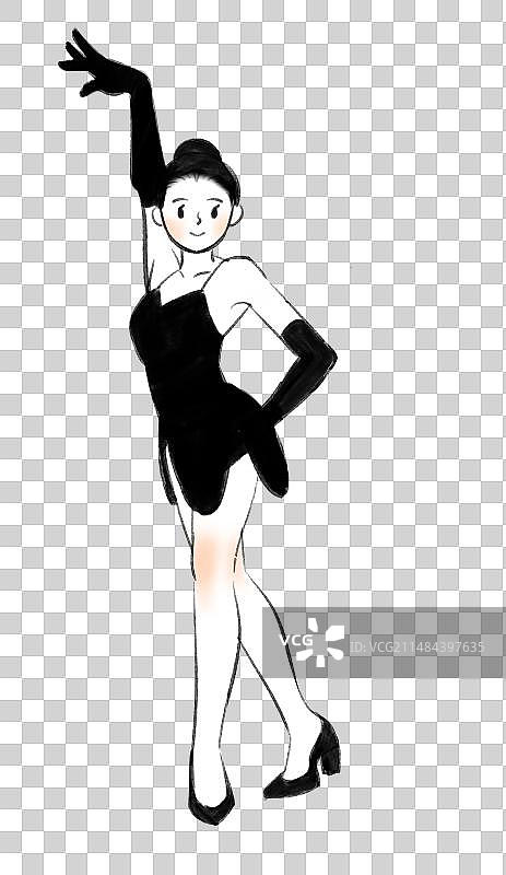 拉丁舞人物动作卡通可爱插画元素图片素材