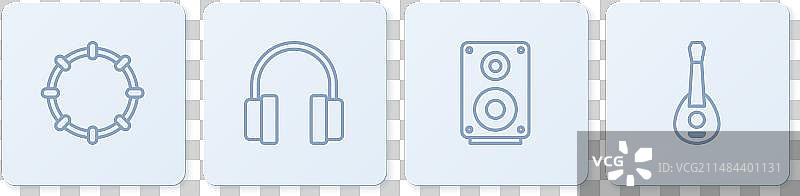 线条手鼓、立体声扬声器、耳机图片素材