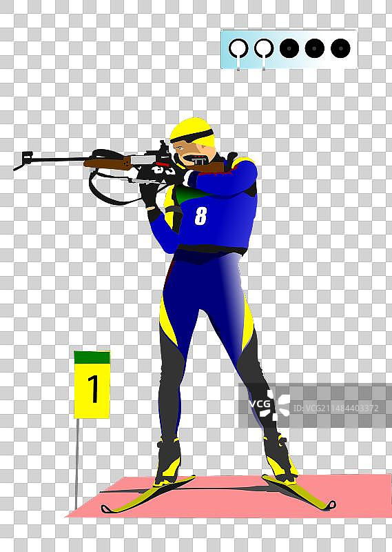 运动员冬季两项步枪射击图片素材