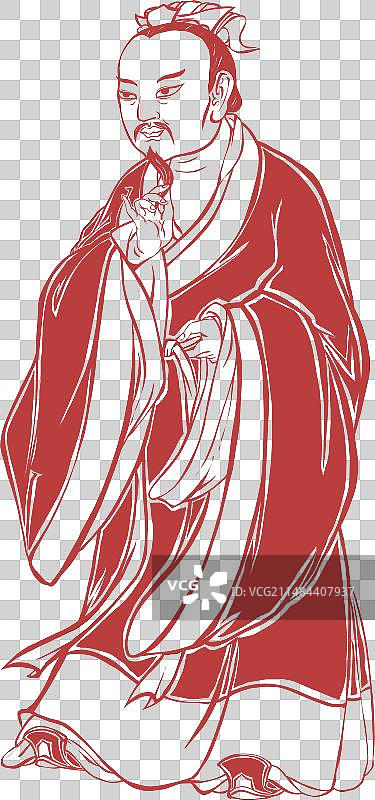 饶舜禹汤古代帝王传说剪纸人物元素图片素材