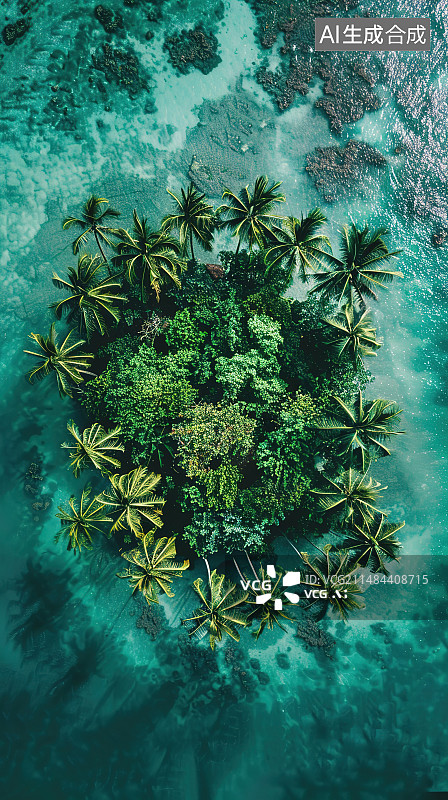 【AI数字艺术】在热带岛屿上的植物图片素材