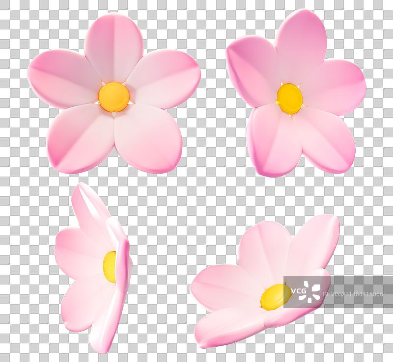 3D立体鲜花元素春天春日踏青春游插画图片素材