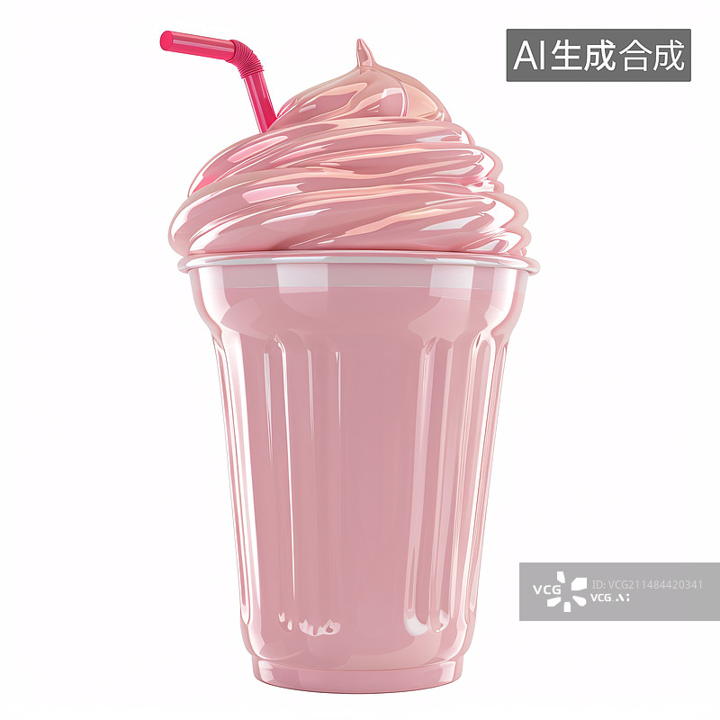 【AI数字艺术】冰块奶茶饮品插画，餐饮美味奶茶杯图片素材
