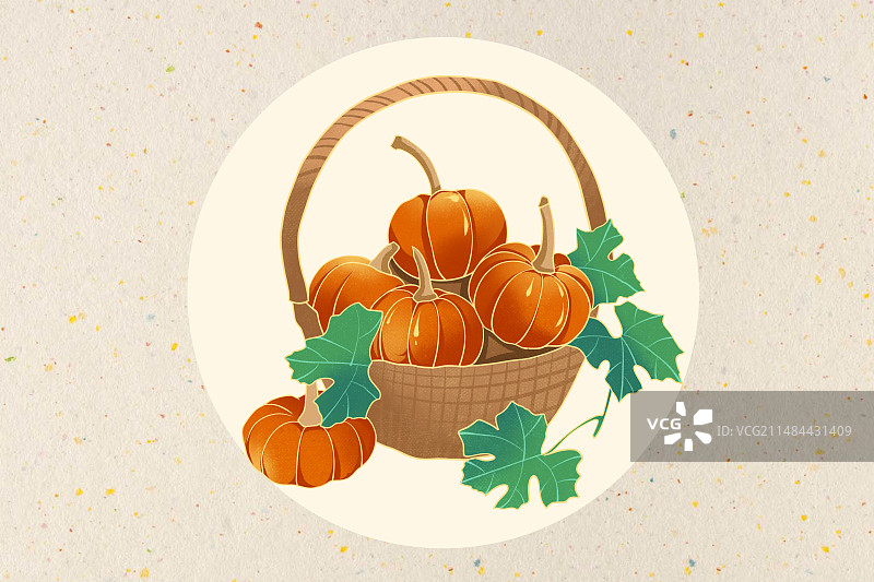 装满菜篮子的南瓜蔬菜食物插画元素图片素材