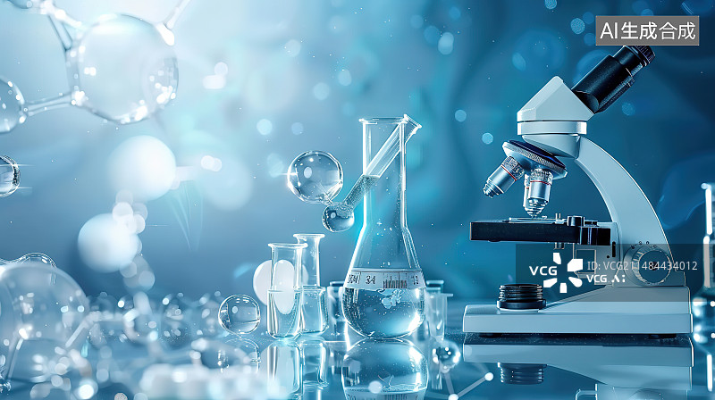 【AI数字艺术】实验室中显微镜和其他设备的特写镜头图片素材