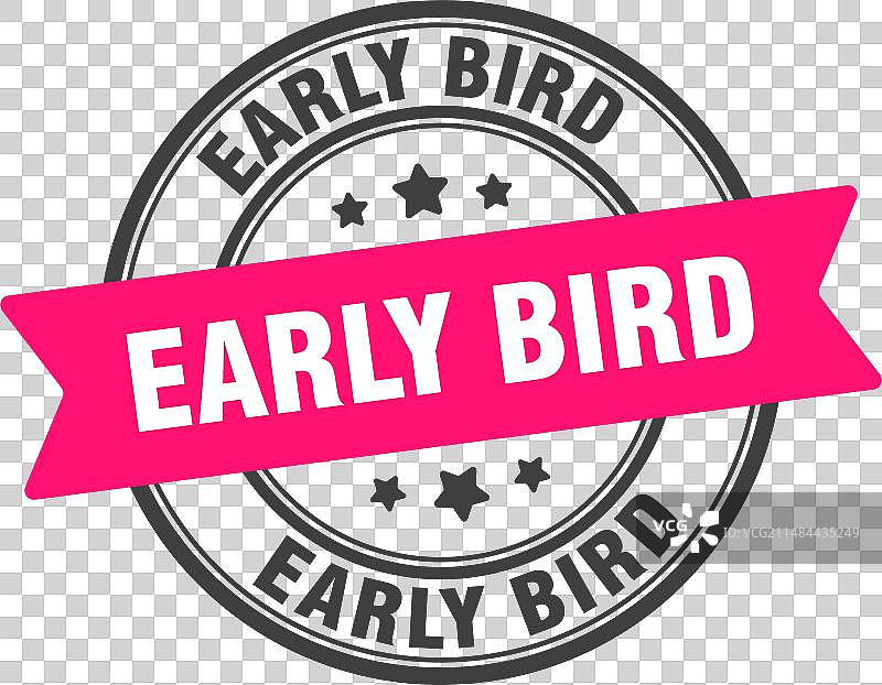透明背景上的早鸟印章标签图片素材