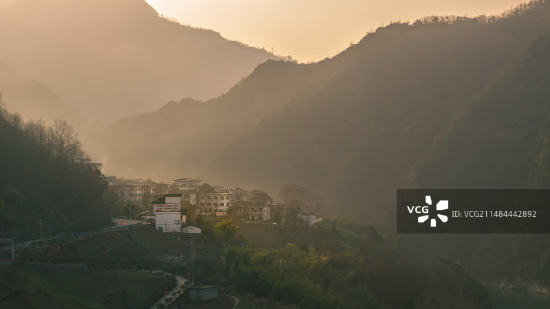 安康市岚皋县蔺河库区风光图片素材