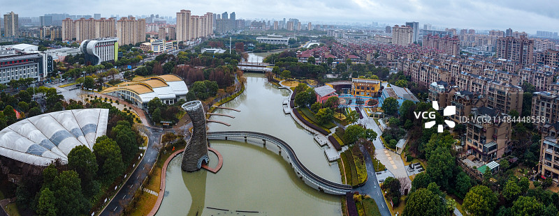 嘉兴 凌公塘文化主题公园 国际网球中心 凌公塘 清风亭 航拍 地标 凌公塘路图片素材