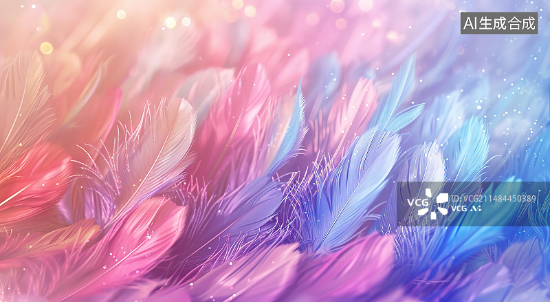 【AI数字艺术】彩色羽毛全画幅拍摄图片素材