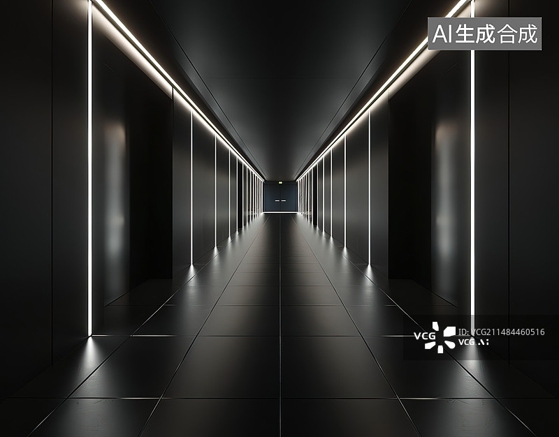 【AI数字艺术】现代建筑内部电梯间图片素材