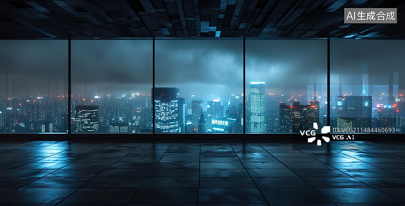 【AI数字艺术】科幻空间和未来城市天际线图片素材