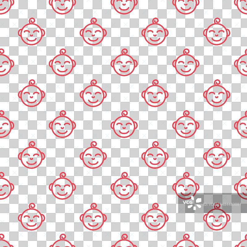 红色线条快乐小男孩头像图标图片素材