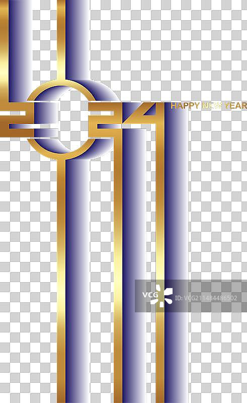 金色2024新年贺卡与高级箔片图片素材