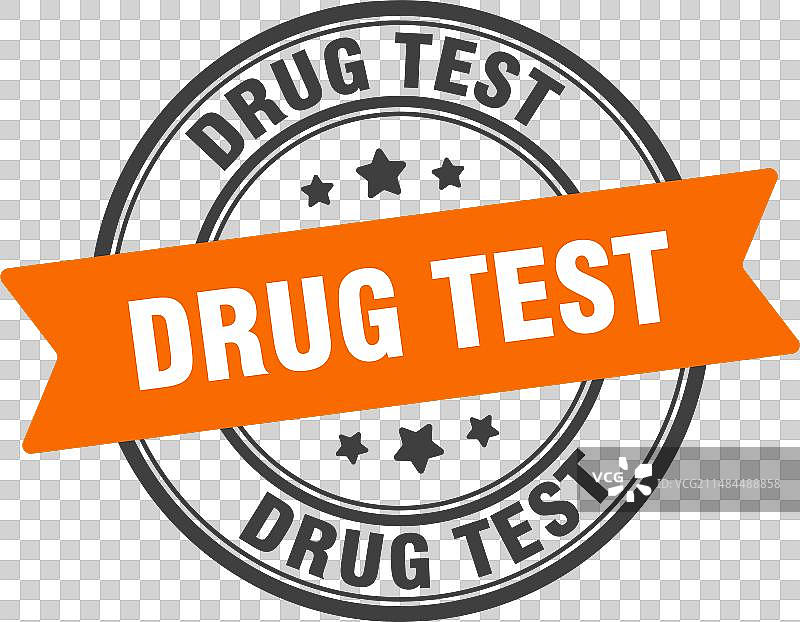 药物测试印章，透明背景上的药物测试标签图片素材