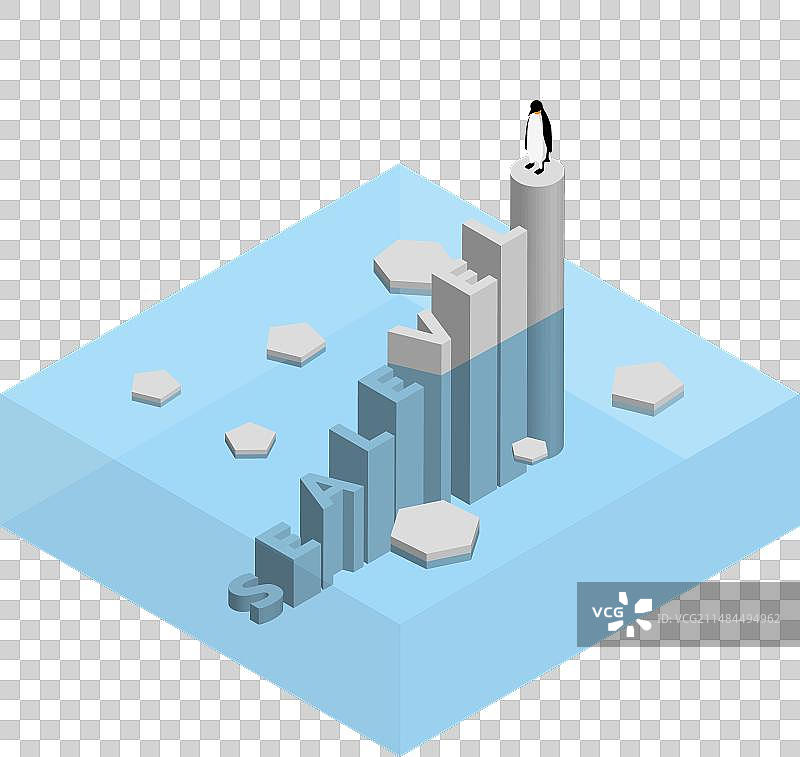 融化冰山上的企鹅文字图片素材