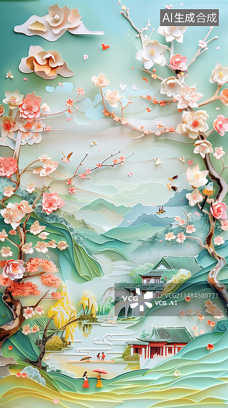 【AI数字艺术】清明节气质感立体风格插图图片素材