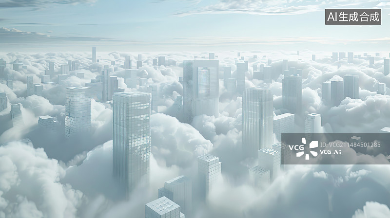 【AI数字艺术】航拍视角下的城市天际线图片素材