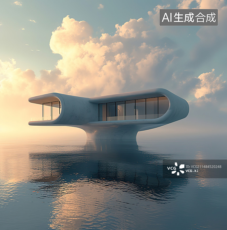 【AI数字艺术】夕阳下的城市风光图片素材