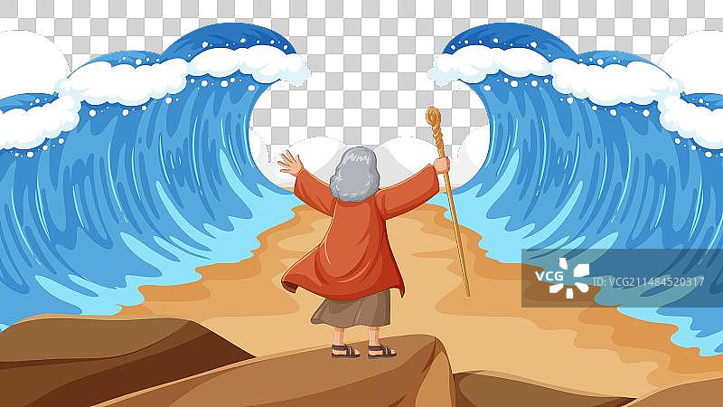 摩西分开红海的卡通图片素材