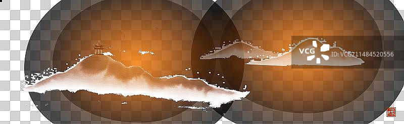 极简水墨宝塔寺庙图片素材