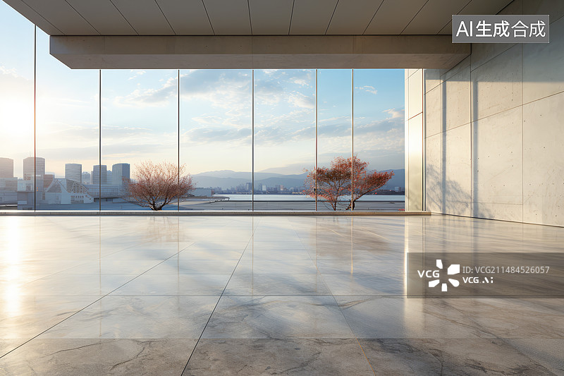 【AI数字艺术】空旷的现代建筑空地图片素材
