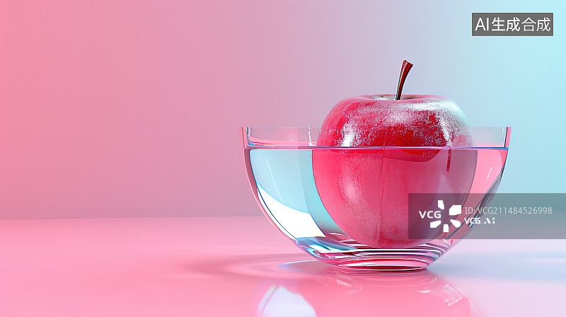 【AI数字艺术】粉红色背景下的玻璃特写镜头图片素材