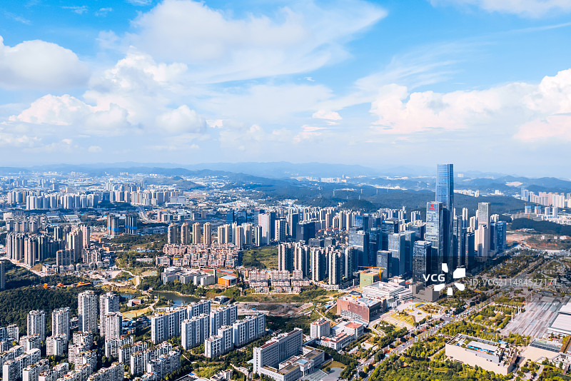 中国贵州金融城贵阳观山湖新区CBD高视角俯瞰航拍图片素材