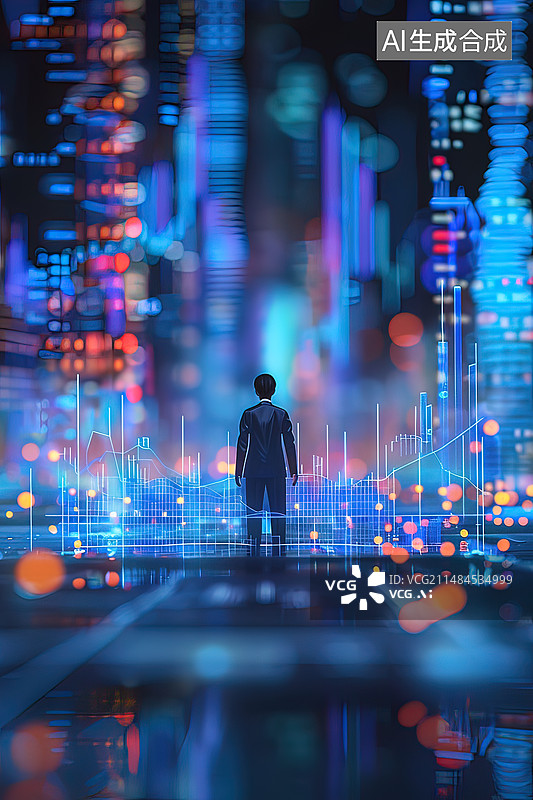 【AI数字艺术】股票金融科技概念插图图片素材