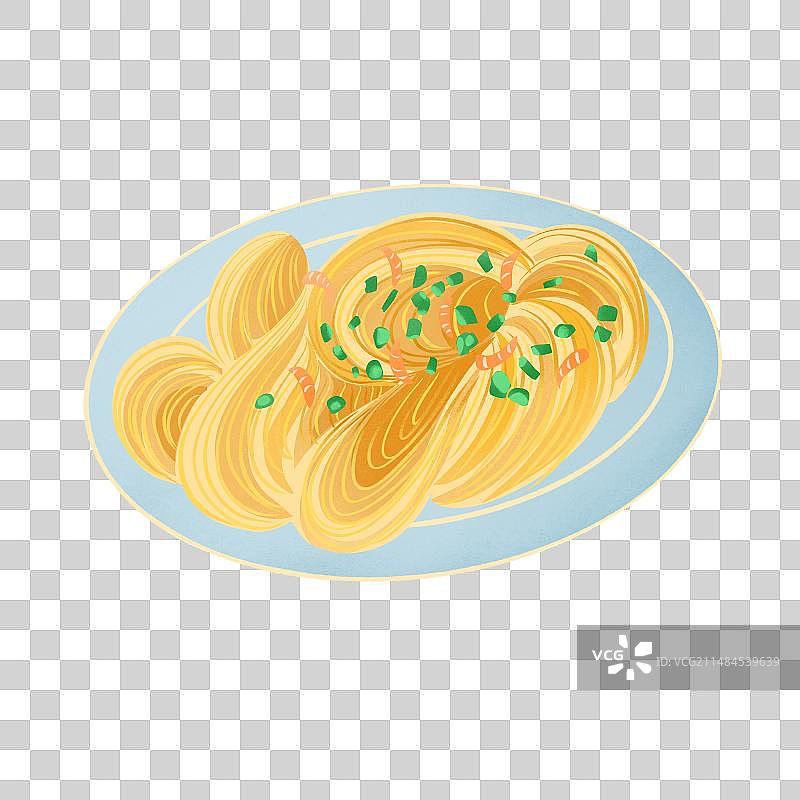 一盘葱油拌面美食上海没事手绘插画图片素材