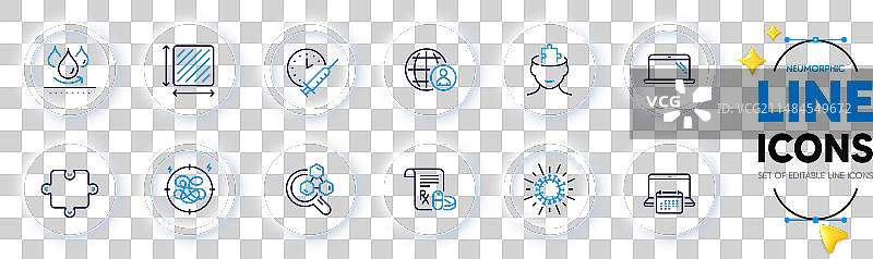 网络用新冠病毒和笔记本电脑的压力线性图标图片素材