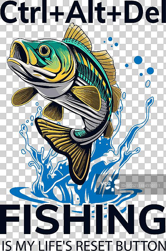 钓鱼T恤设计复古设计图片素材