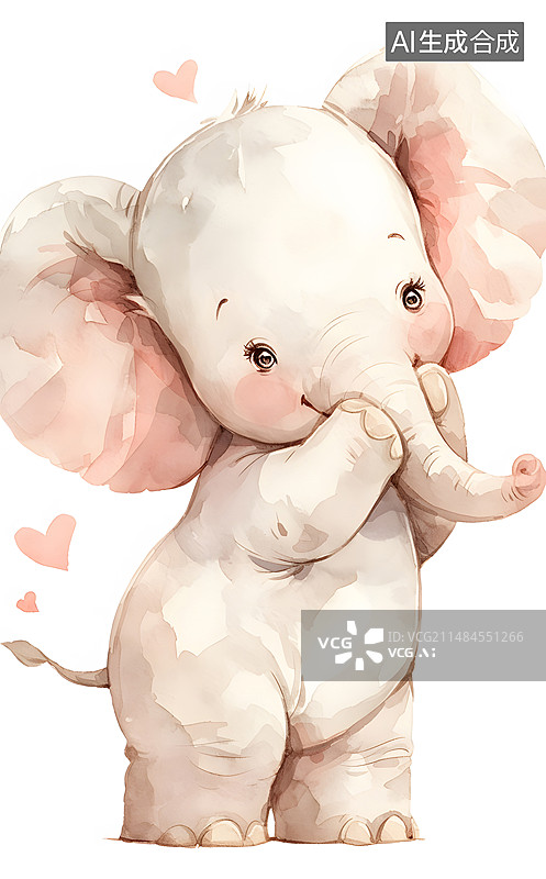 【AI数字艺术】可爱的卡通小象图片素材