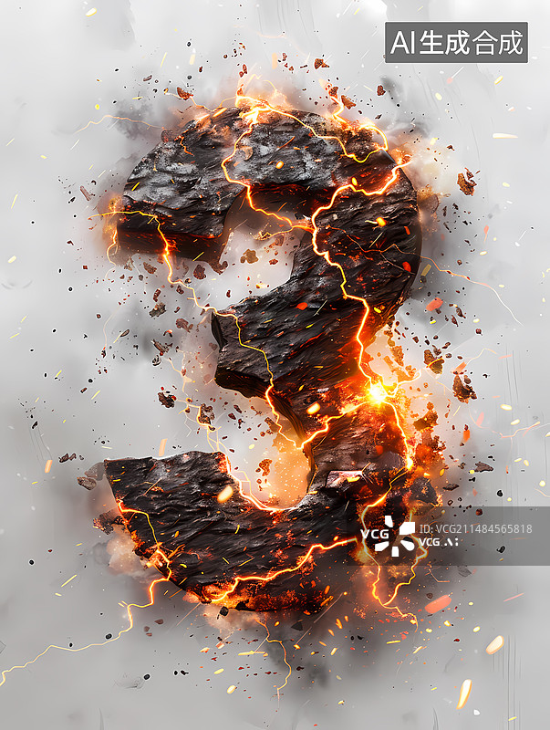 【AI数字艺术】岩石数字3爆炸效果图片素材