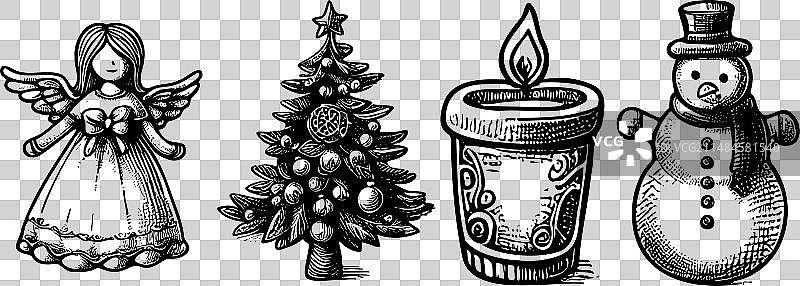 圣诞节手绘装饰素描图片素材