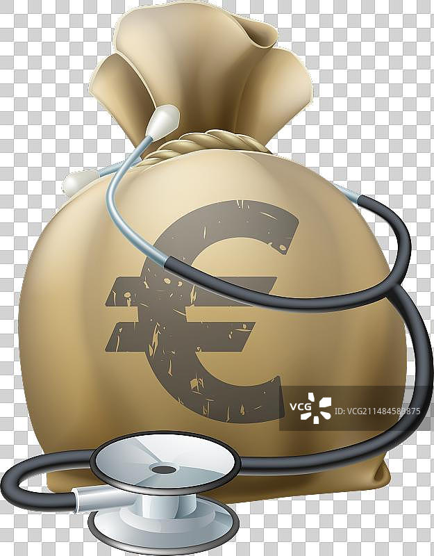 欧元钱袋和听诊器图片素材