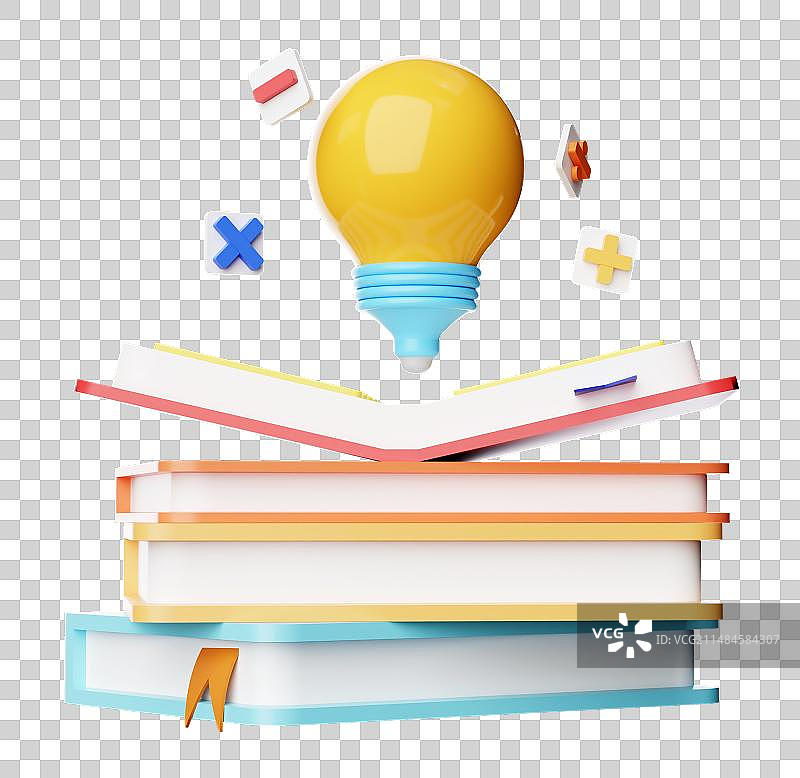 3D渲染书籍书本灯牌灵感商业插画免抠元素图片素材