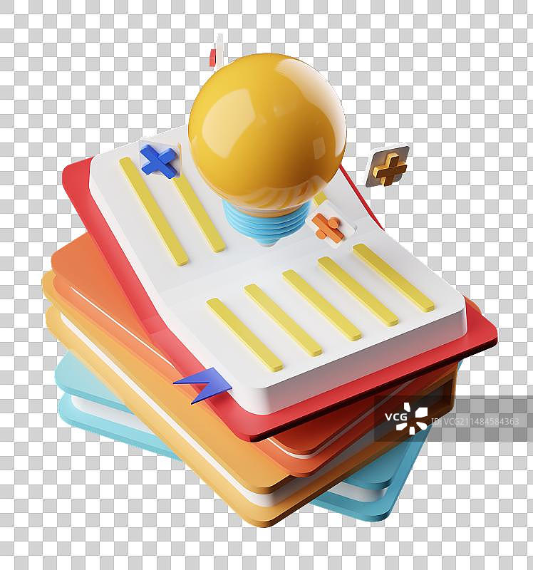 3D渲染书籍书本灯牌灵感商业插画免抠元素图片素材