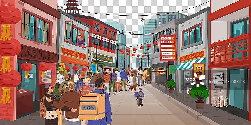 人们在商店门口排队图片素材