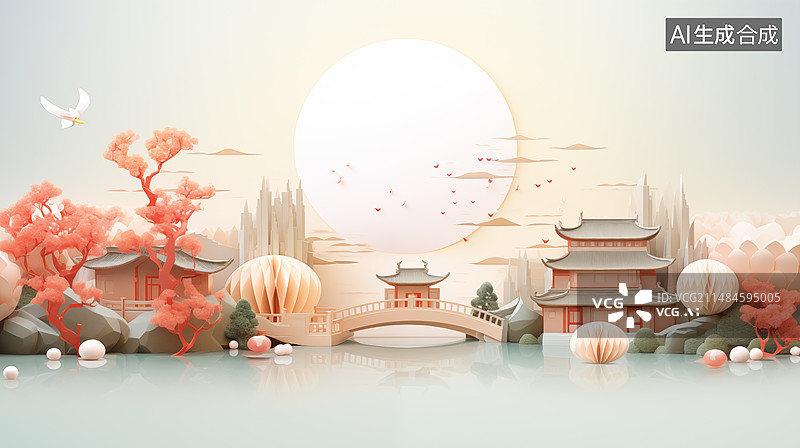 【AI数字艺术】中国文化背景图，国风背景图，二十四节气背景图图片素材