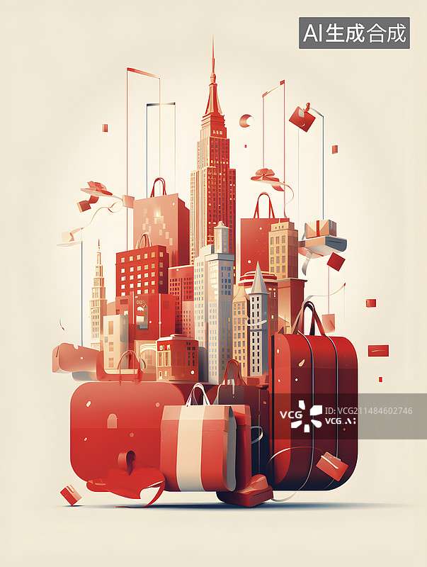 【AI数字艺术】电商购物抽象广告背景图片素材